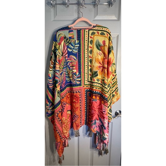 FARM Rio Swimsuit Cover Up With Tassels Poncho SZ M-L NWOT - Picture 5 of 12